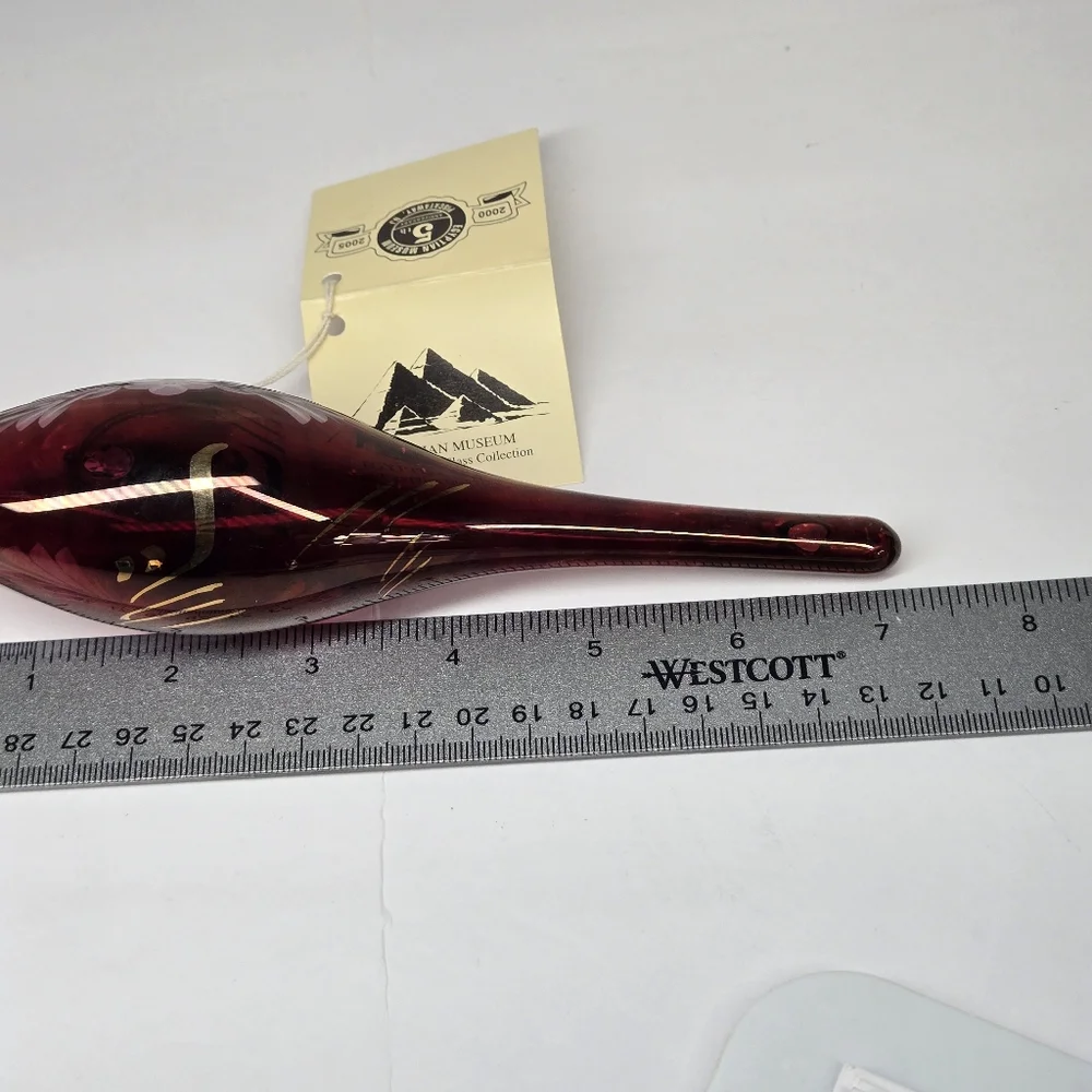 Vintage Egyptian Etched Glass‎ Icicle Teardrop Ornament 24k Trim German Pyrex